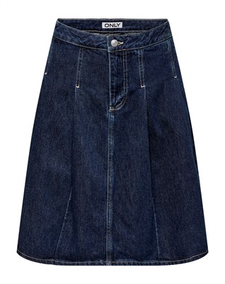 Nina Plissierter Denim Rock - Dark Blue Denim